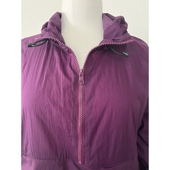 Champion Windbreaker Pullover Hoodie Adult L Purple 1/2 zip zipper pockets - Picture 2 of 11